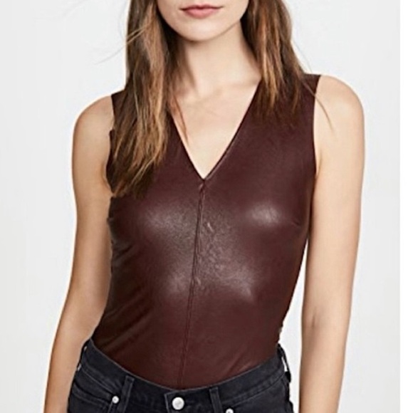 NWT Commando V-Neck Faux Leather Bodysuit Sz M - Picture 1 of 15